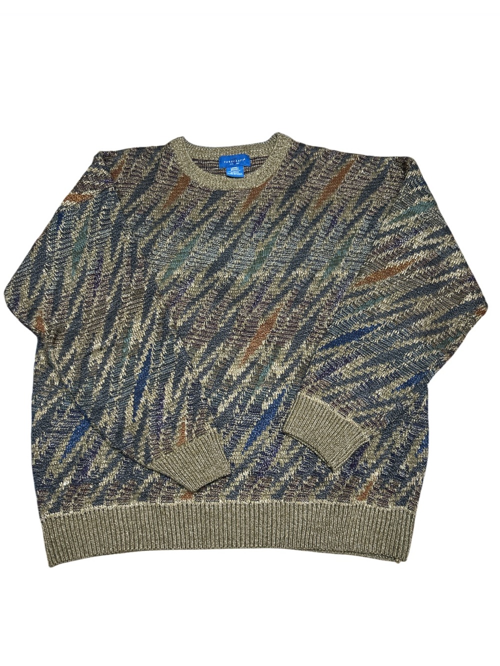Towncraft multicolored geometric knit crewneck Grandpacore sweater Large